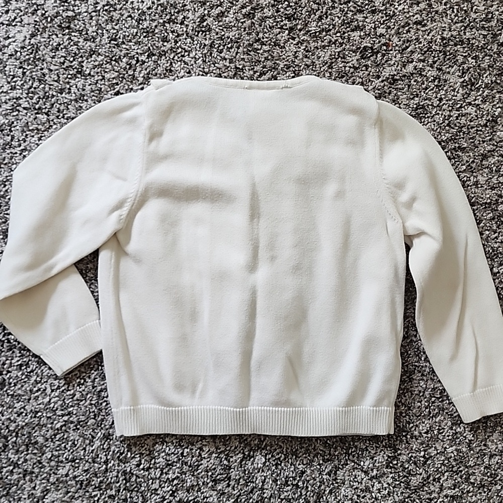 Little Loft Girls Cream Ruffle Knit Cardigan 3T - Picture 4 of 5